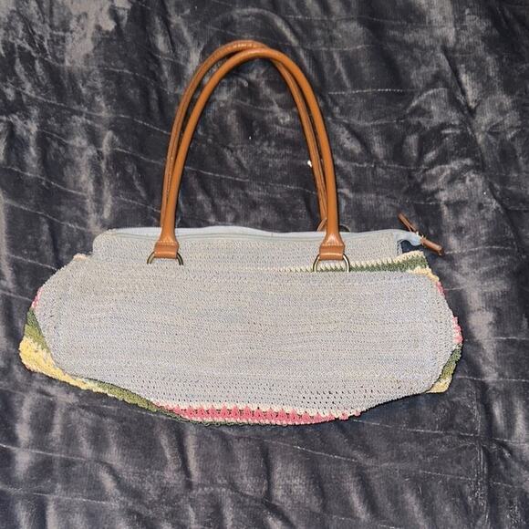 Unique Multicolor Straw Striped Rainbow Crochet Tote Bag - Picture 4 of 6